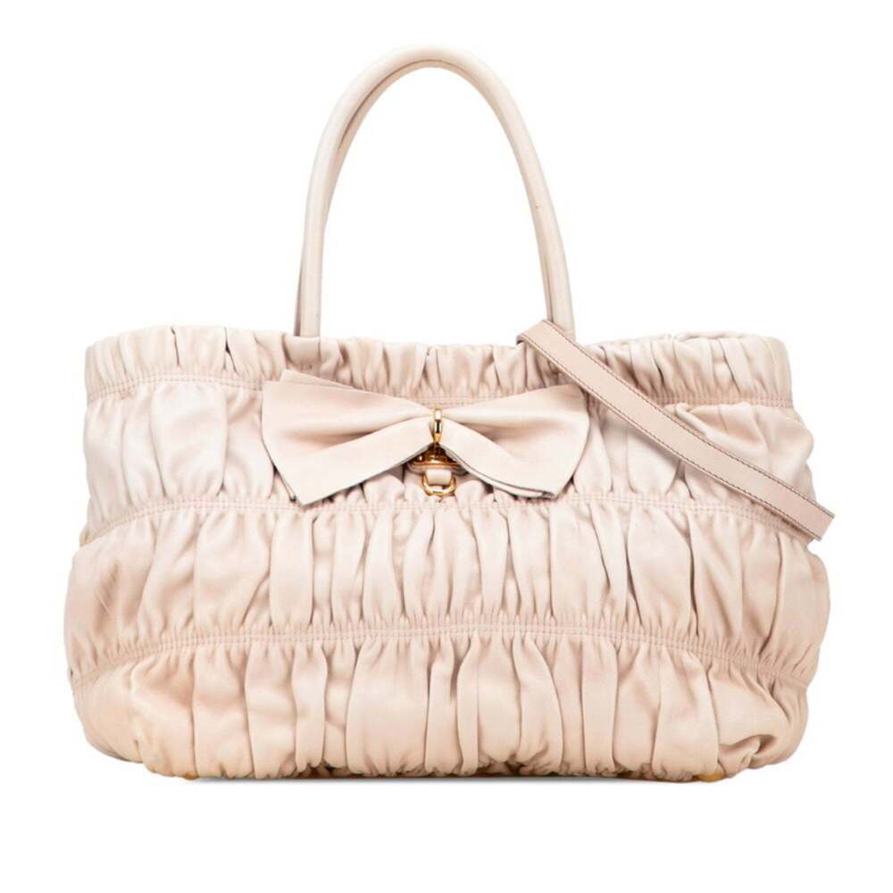 PRADA Cream Leather Shoulder Bag